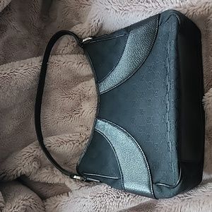 Authentic black Gucci canvas shoulder bag